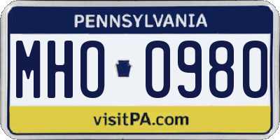 PA license plate MHO0980