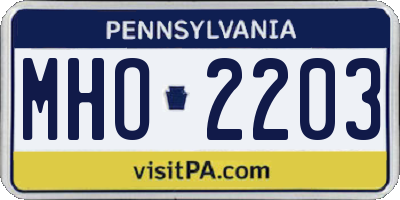 PA license plate MHO2203