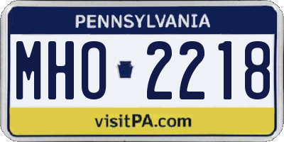 PA license plate MHO2218