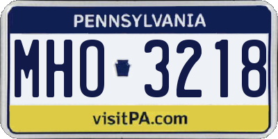 PA license plate MHO3218