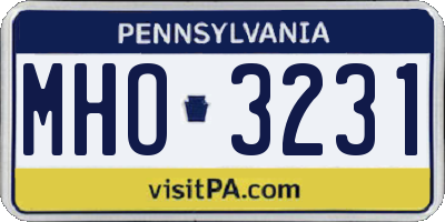 PA license plate MHO3231