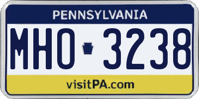 PA license plate MHO3238