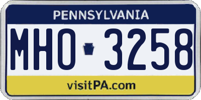 PA license plate MHO3258