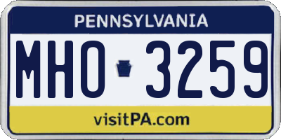 PA license plate MHO3259