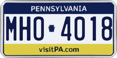 PA license plate MHO4018