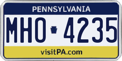 PA license plate MHO4235