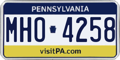 PA license plate MHO4258