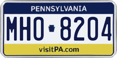 PA license plate MHO8204