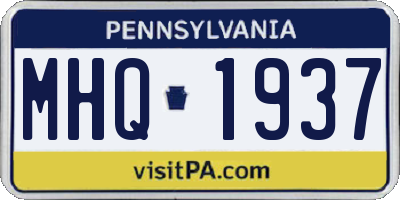 PA license plate MHQ1937