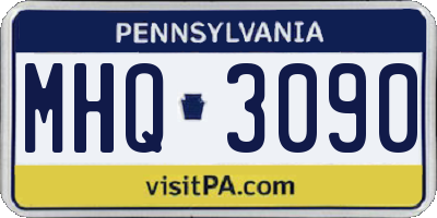 PA license plate MHQ3090