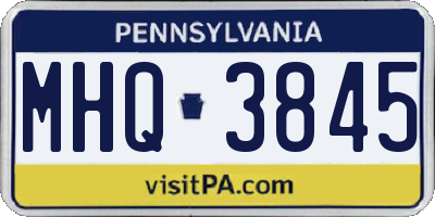 PA license plate MHQ3845