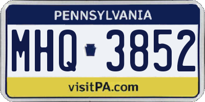 PA license plate MHQ3852