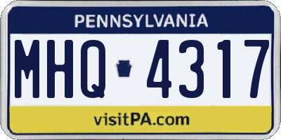 PA license plate MHQ4317