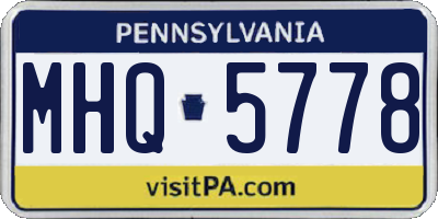 PA license plate MHQ5778