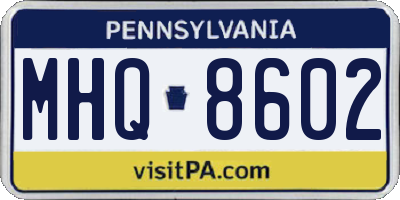 PA license plate MHQ8602