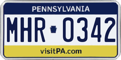 PA license plate MHR0342
