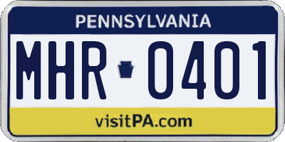 PA license plate MHR0401