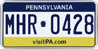 PA license plate MHR0428
