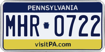 PA license plate MHR0722