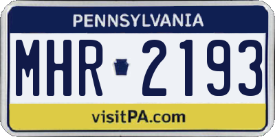 PA license plate MHR2193