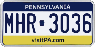 PA license plate MHR3036