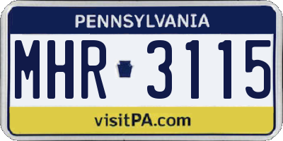 PA license plate MHR3115