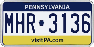 PA license plate MHR3136
