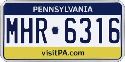 PA license plate MHR6316