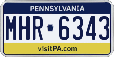 PA license plate MHR6343