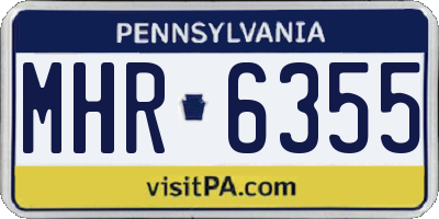 PA license plate MHR6355
