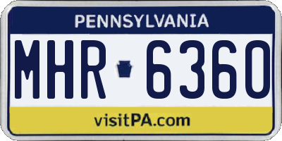 PA license plate MHR6360