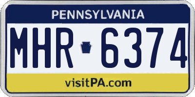 PA license plate MHR6374