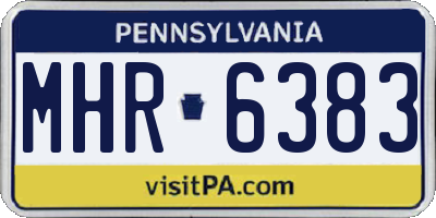 PA license plate MHR6383