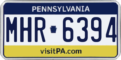 PA license plate MHR6394