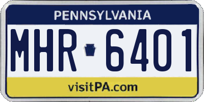 PA license plate MHR6401