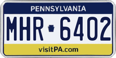 PA license plate MHR6402