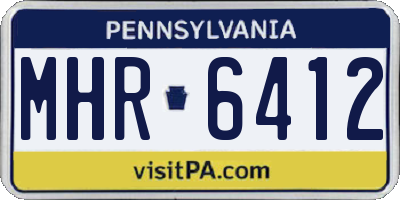 PA license plate MHR6412