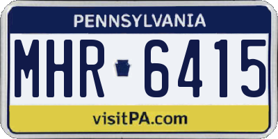 PA license plate MHR6415