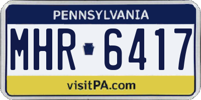 PA license plate MHR6417