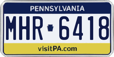PA license plate MHR6418