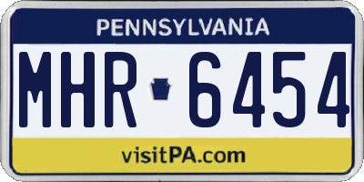 PA license plate MHR6454