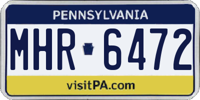 PA license plate MHR6472