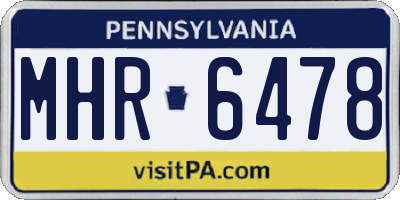 PA license plate MHR6478