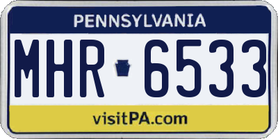 PA license plate MHR6533