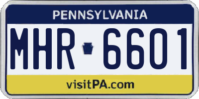 PA license plate MHR6601