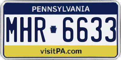 PA license plate MHR6633
