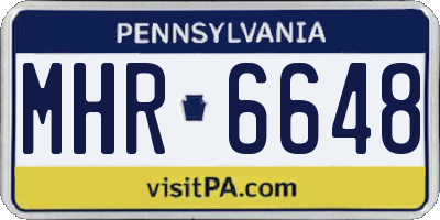 PA license plate MHR6648