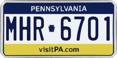 PA license plate MHR6701