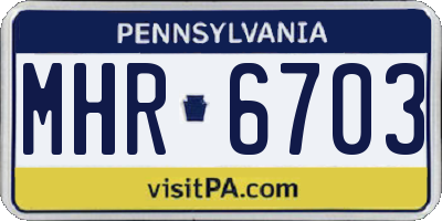 PA license plate MHR6703