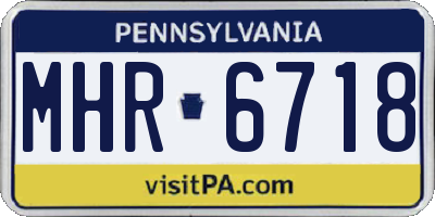 PA license plate MHR6718